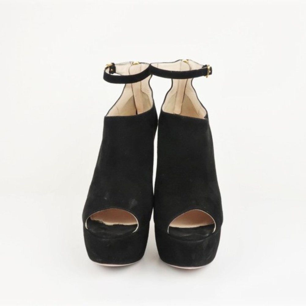 Prada Peep Toe Platform Ankle Bootie Heel - Picture 3 of 8